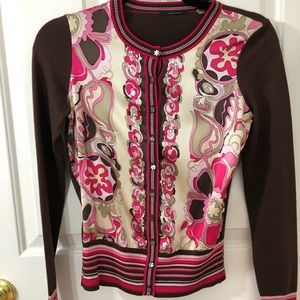 Tahari Mother of Pearl button down Cardigan silk